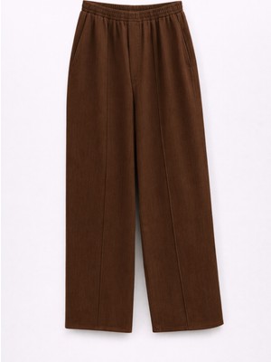 Mixray 4783 Kadın Bol Paça Dökümlü Palazzo Gabardin Pantalon Kahve