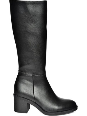 Kindep Wum Kısa Topuklu Fermuarlı Kadın Çizme Siyah