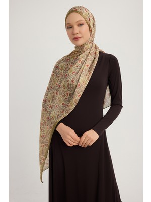 Schaless Etnik Bahar - Gri - Aurora Desenli Janjan Şal - 70X190 cm