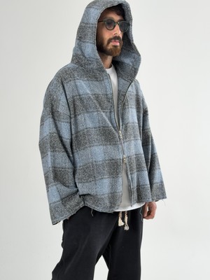 Cocopelli Fermuar Detaylı Kapüşonlu Mavi Erkek Sweat COC2740