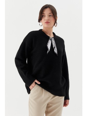 Shopping Shop Fular Yaka Yumuşak Kazak Sıyah