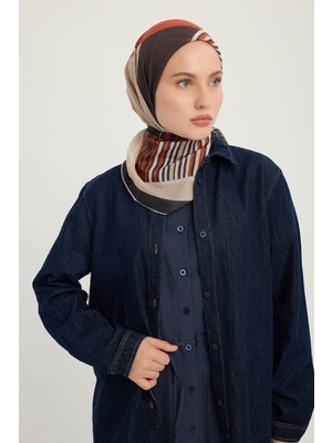 Schaless Gece ve Gündüz - Turuncu - Efilia Desenli Eşarp - 90X90 cm