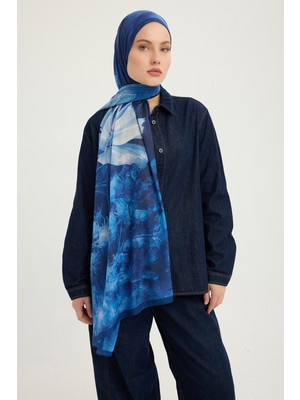 Schaless Zamansız Hayal - Lacivert - Efilia Desenli Şal - 70X190 cm
