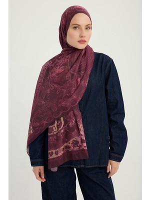 Schaless Sonsuz Aşk - Bordo - Efilia Desenli Şal - 70X190 cm