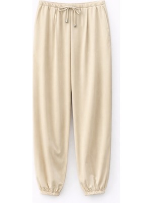 Mixray 4791 Kadın Pileli Jogger Pantolon Taş