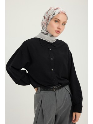 Schaless Sessiz Botanik - Açık Gri - Vierra Desenli Viskon Eşarp - 90X90 cm