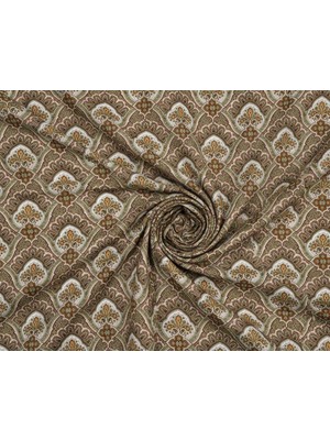 Podyum Baskı Kahve Rengi Etnik Desenli Dijital Baskılı Döşemelik Koltuk Kumaşı, Kırlent, Minder Kaplama Kumaşı 100X140CM
