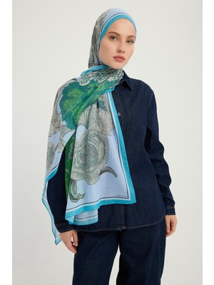 Schaless Mercan Bahçesi - Mavi - Efilia Desenli Şal - 70X190 cm