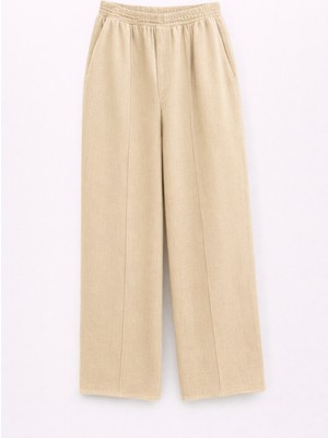 Mixray 4783 Kadın Bol Paça Dökümlü Palazzo Gabardin Pantalon Antik Vizon