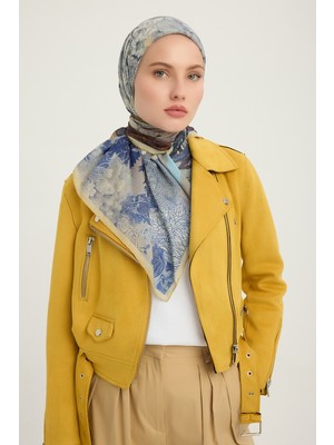 Schaless Sessiz Mevsimler - Mavi - Efilia Desenli Eşarp - 90X90 cm