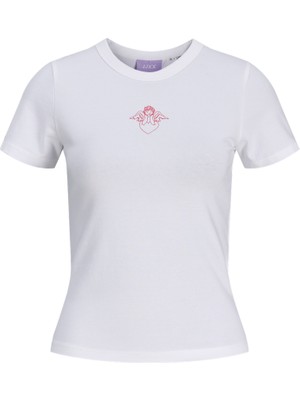 Jack & Jones Kadin Kisa Kol Baskili Tisört - Gigi