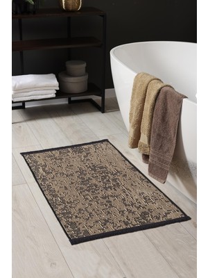 Cotto Home Rothi Pamuklu Kaymaz Taban Kahverengi Banyo Paspası 60X100 Yıkanabilir Modern Şönil