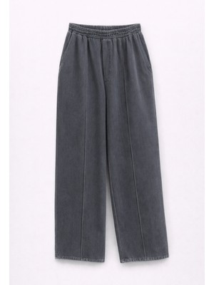 Mixray 4783 Kadın Bol Paça Dökümlü Palazzo Gabardin Pantalon Antrasit