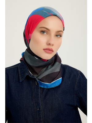 Schaless Renklerin Lalesi - Fuşya - Efilia Desenli Eşarp - 90X90 cm