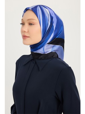 Schaless Göksel Gelgit - Saks - Aurora Desenli Janjan Eşarp - 90X90 cm