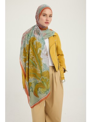 Schaless Mercan Bahçesi - Turuncu - Efilia Desenli Şal - 70X190 cm