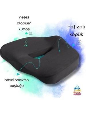 Storemax Ortopedik Basur Minderi Visco Posture Lüks Ortopedik Oturma Minderi,, Siyah, Standart