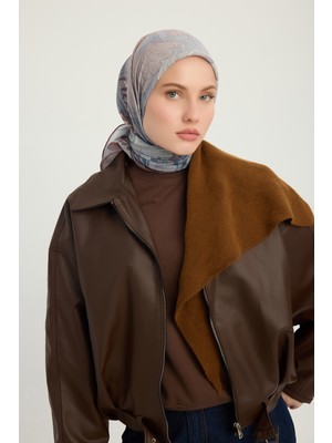 Schaless Mercan Bahçesi - Vizon - Efilia Desenli Eşarp - 90X90 cm