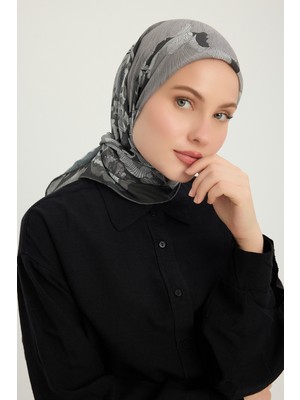 Schaless Mercan Bahçesi - Siyah - Efilia Desenli Eşarp - 90X90 cm