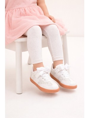 Minibonito Kız Çocuk Siyah Sim Detaylı Kurdele Bağcıklı Sneaker – Taba Taban