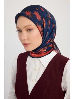 Schaless Gecenin Bahçesi - Nar Çiçeği - Aurora Desenli Janjan Eşarp - 90X90 cm