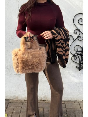 La'Graccio Paris Lagraccio Paris Kadın Havanna Peluş El ve Çapraz Çanta