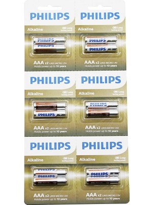 Go İthalat Phılıps  Alkaline Ince - Aaa - 1.5V  Pil  12PCS= 2li x 6 (5468)
