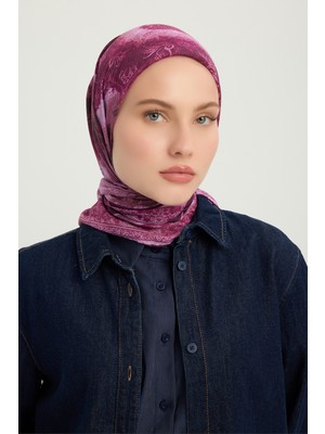 Schaless Köklerin Aynası - Mürdüm - Efilia Desenli Eşarp - 90X90 cm