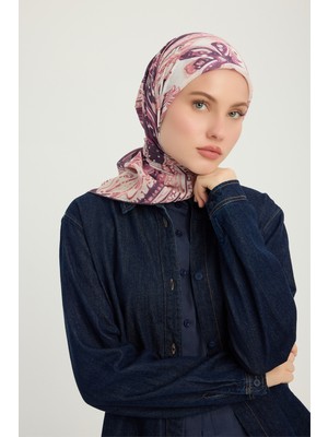 Schaless Kozmik Paisley - Pudra - Efilia Desenli Eşarp - 90X90 cm