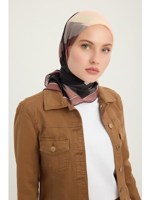 Schaless Renklerin Lalesi - Kiremit - Efilia Desenli Eşarp - 90X90 cm