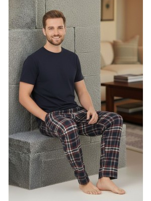 Nap Erkek Lacivert Kısa Kol Pijama Takımı - Esnek Kumaş