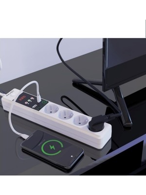 GALAXY Energy S220 Ultra Mobil Şarj Soketli 4 Lü Enerji Koruma ve Kontrol Cihazı