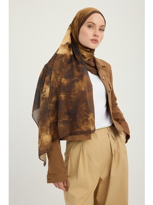 Schaless Zamansız Hayal - Kahverengi - Efilia Desenli Şal - 70X190 cm