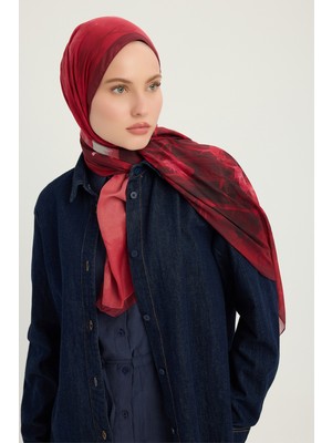 Schaless Zamansız Hayal - Kırmızı - Efilia Desenli Şal - 70X190 cm