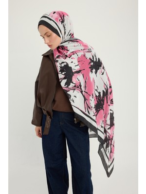 Schaless Özgür Fırçalar - Pembe - Vierra Desenli Viskon Şal - 70X190 cm