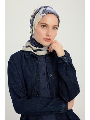 Schaless Özgür Fırçalar - Mor - Vierra Desenli Viskon Eşarp - 90X90 cm