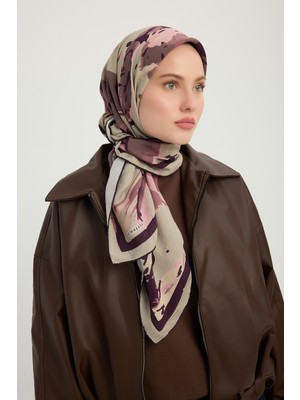 Schaless Özgür Fırçalar - Vizon - Vierra Desenli Viskon Eşarp - 90X90 cm