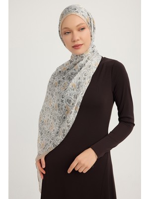 Schaless Etnik Bahar - Bej - Aurora Desenli Janjan Şal - 70X190 cm