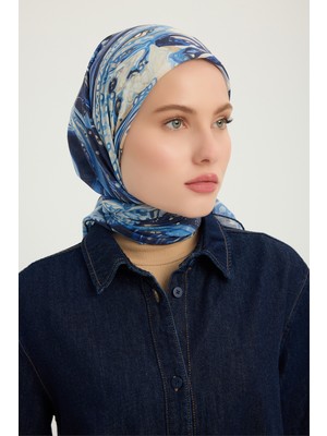Schaless Kozmik Paisley - Lacivert - Efilia Desenli Eşarp - 90X90 cm