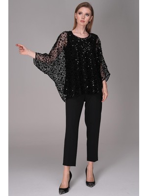 Journey Kayık Yaka-Yarsa Kol Pullu Bluz