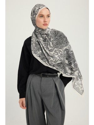 Schaless Sonsuz Aşk - Gri - Efilia Desenli Şal - 70X190 cm