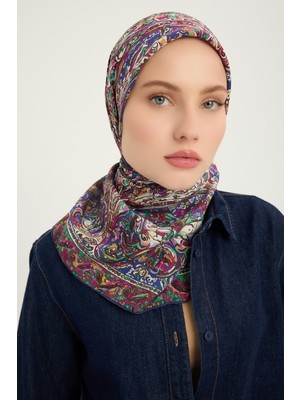 Schaless Ebedi Saraylar - Mor - Vierra Desenli Viskon Eşarp - 90X90 cm