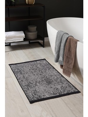 Cotto Home Rothi Pamuklu Kaymaz Taban Gri Banyo Paspası 60X100 Yıkanabilir Modern Şönil