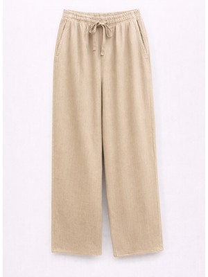 Mixray 4778 Kadın Bol Paça Palazzo Dökümlü Gabardin Pantolon Antik Vizon