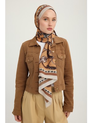 Schaless Süvarinin Arması - Camel - Vierra Desenli Viskon Şal - 70X190 cm