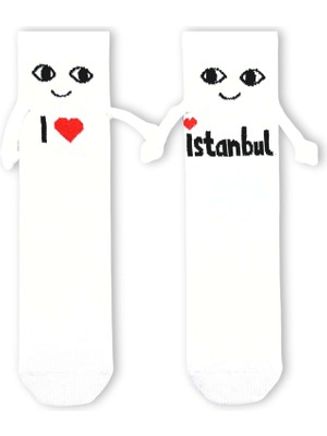 Carnaval Socks El Ele Tutuşan I Love Istanbul Desenli Mıknatıslı Çorap