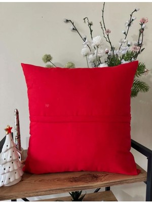 Gercella Keten 43X43 Kırlent Kılıfı 2'likırmızı Rengi Fermuarlı Evtex