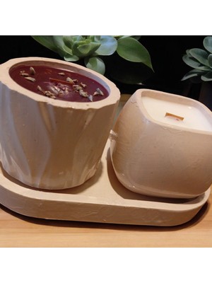 Celestia Dekoratif Tabakta Mum Seti