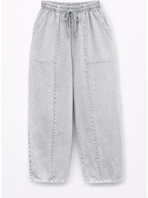 Mixray 4573 Kadın Önü Çımalı Gabardin Şalvar Pantolon Gri