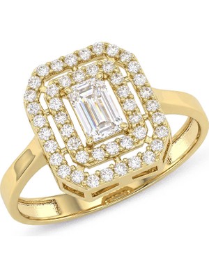 Lilarote Çift Şerit Altın Baget Yüzük